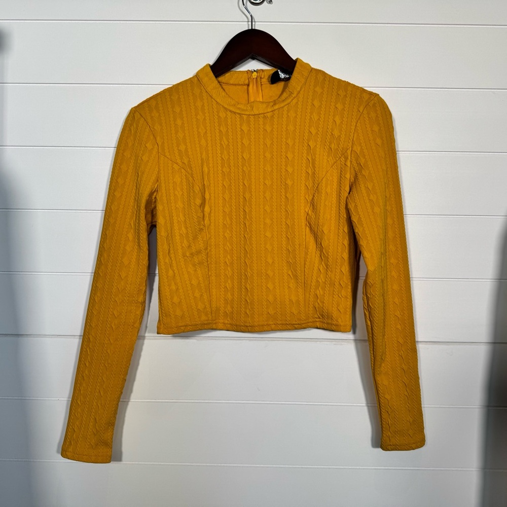 AX Paris Mustard Yellow Cable Knit Crop Top Size 12